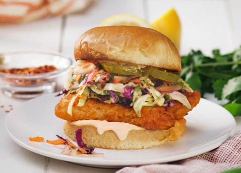 Spicy Slaw Fish Sandwich Genuine Alaska Pollock Producers